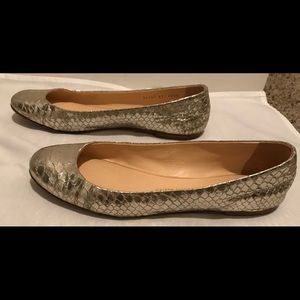 Giuseppe Zinotti Silver snake embossed flats
